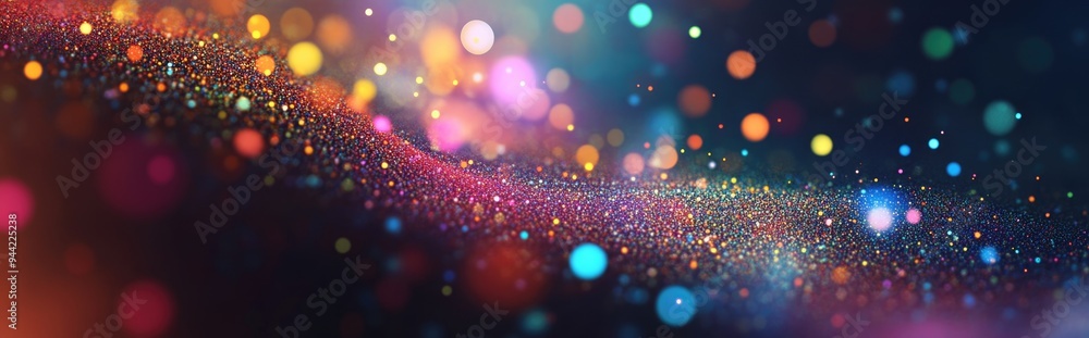 Poster Colorful abstract particles in a 3D cartoon presentation background