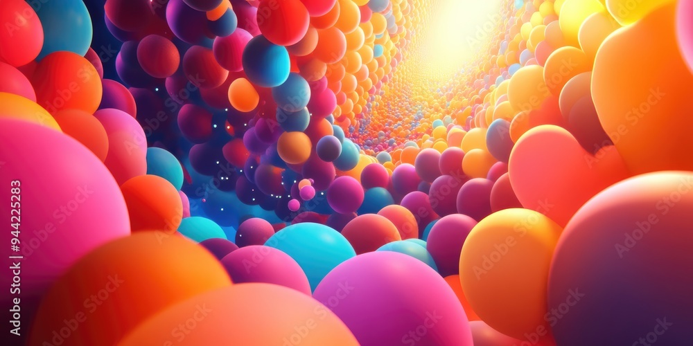 Poster Abstract vivid background art featuring 3D cartoon rendering in geometric space This background includes fractal multicolor textures and is ideal for projects related to imagination creativity and