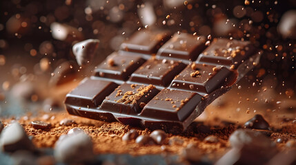Chocolate Bar With Cocoa Powder - Delicious Food Photography