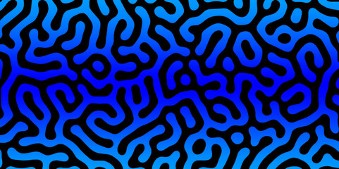 Abstract Turing organic wallpaper with background. Turing reaction diffusion monochrome seamless pattern with chaotic motion. Natural seamless line pattern. Linear design with biological shapes.