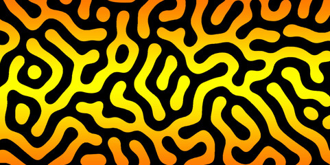 Abstract Turing organic wallpaper with background. Turing reaction diffusion monochrome seamless pattern with chaotic motion. Natural seamless line pattern. Linear design with biological shapes.