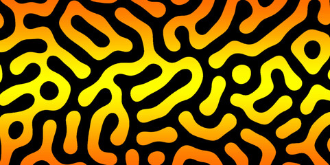 Abstract Turing organic wallpaper with background. Turing reaction diffusion monochrome seamless pattern with chaotic motion. Natural seamless line pattern. Linear design with biological shapes.