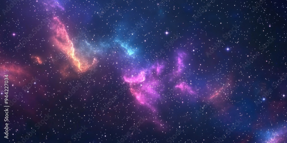 Poster High definition star field background featuring a colorful night space filled with glowing stars nebula and galaxy in a 3D cartoon rendering