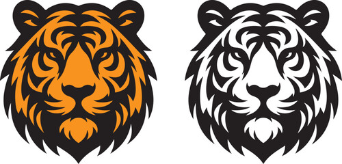 Tiger face silhouette and mask vector art