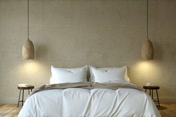 Modern bedroom interior. 3d render.