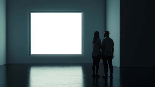 A couple standing in front of a blank wall Mockups, Transparent PNG