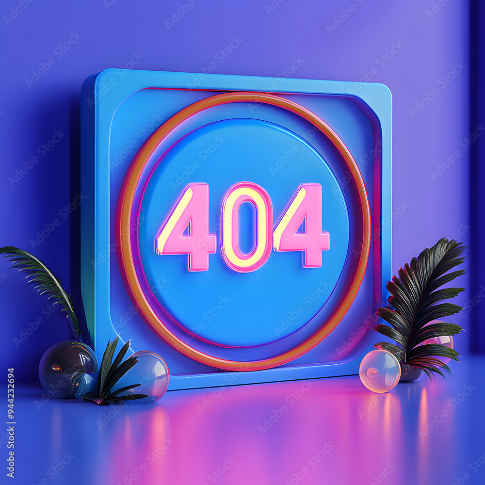 Poster 3d illustration of 404 error page, results not found error abstract