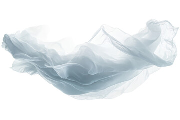 Obraz premium A delicate sheer fabric drapes elegantly, creating soft folds and motion against a transparent backdrop, ideal for artistic use. Transparent background PNG