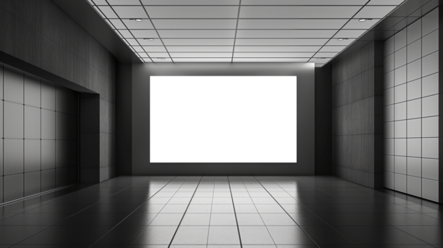 A large empty room with a white wall and a black floor Mockups, Transparent PNG