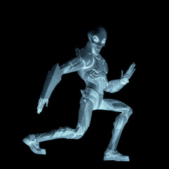 mega alien is doing a robot dance