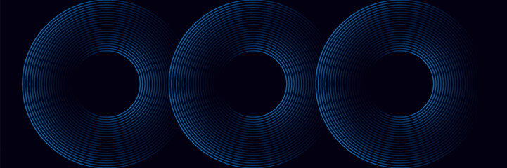 Modern dark blue abstract horizontal banner background with glowing geometric lines.Suitable for covers, brochures, presentations, flyers. vector.