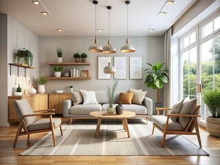 Fototapeta premium Scandinavian Serenity: Clean Lines, Natural Light, Earthy Accents