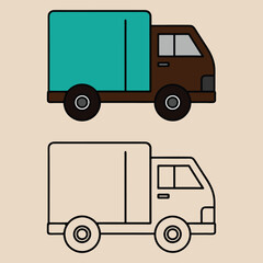 Unique Delivery Truck Icons. Transport services. Vector transport logo collection on white background. Vector truck template. Truck Line Art.