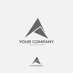 This logo features a prominent "A" in a geometric form. Its minimalist design with clean lines and sharp angles creates a modern and elegant look, ideal for brands that value simplicity