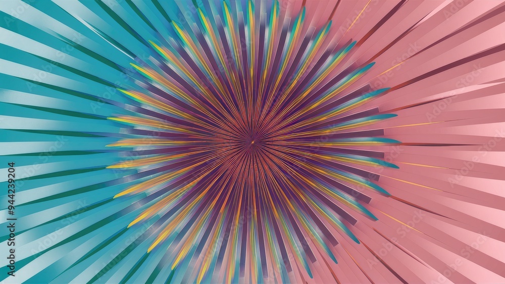 Poster Dynamic Multicolored Abstract Line Artwork on Light Background
