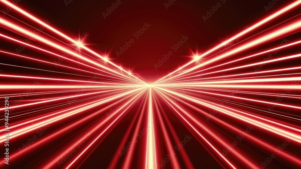 Poster dynamic red speed lines with horizontal flare and glowing effect