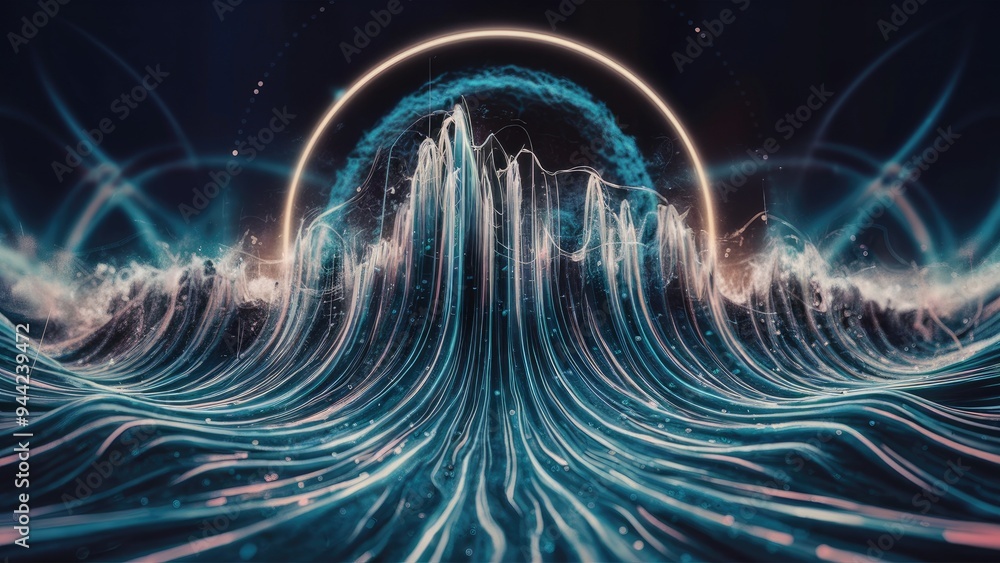 Poster dynamic wave vibration and propagation pattern - conceptual representation in modern science and res