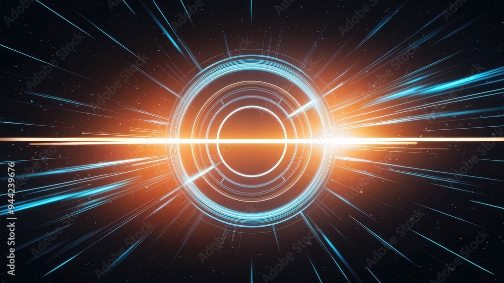 Poster dynamic abstract lens flare with star light effect on dark backdrop.