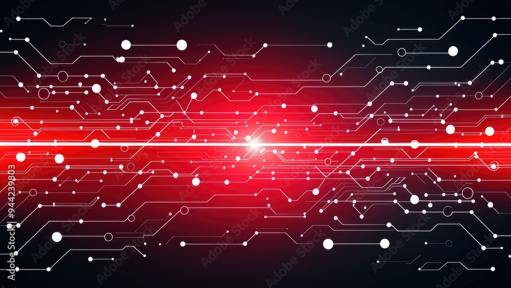 Poster dynamic abstract technology background featuring animated red lines and dots. geometric design with 