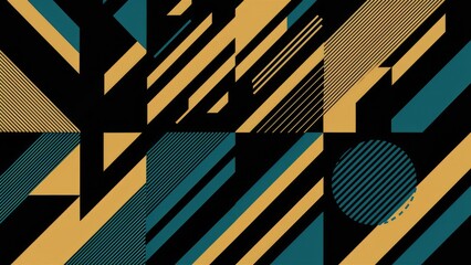 Dynamic composition of abstract modern geometric shapes with diagonal lines.