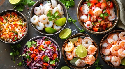 Seafood Ceviche Bowls with Shrimp, Octopus, and Calamari