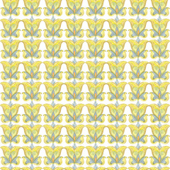 Hand drawn watercolor Russian traditional floral ornament seamless pattern isolated on white background. Illustration can be used for textile, fabric, scrapbook and other printed products.