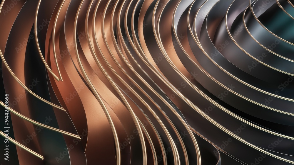 Poster elegant abstract background with modern 3d rendering of rainbow thin metal lines and bezier curves