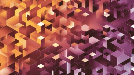  Elegant Modern 3D Abstract Background Featuring Orange and Purple Cubes - High Quality Illustration