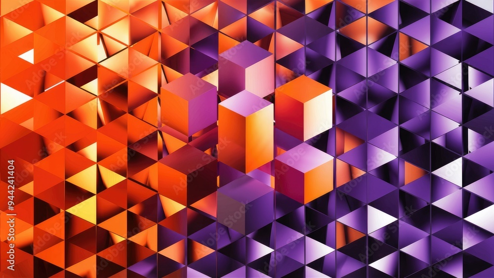 Aufkleber elegant modern 3d rendering of orange and purple cube structure abstract background high-quality ill