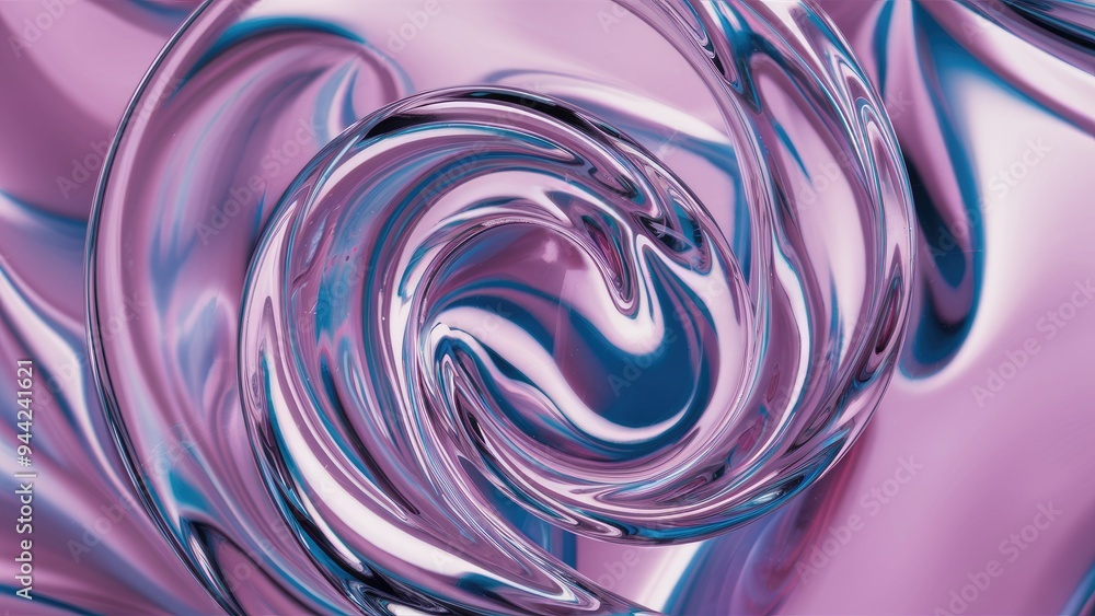 Poster elegant transparent clear glass with curved wavy twists and reflections - abstract 3d rendered backg