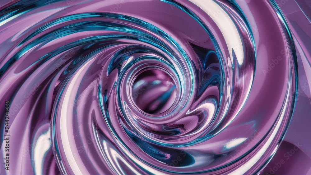Poster elegant transparent clear glass with curved wavy twists and reflections - abstract 3d rendered backg