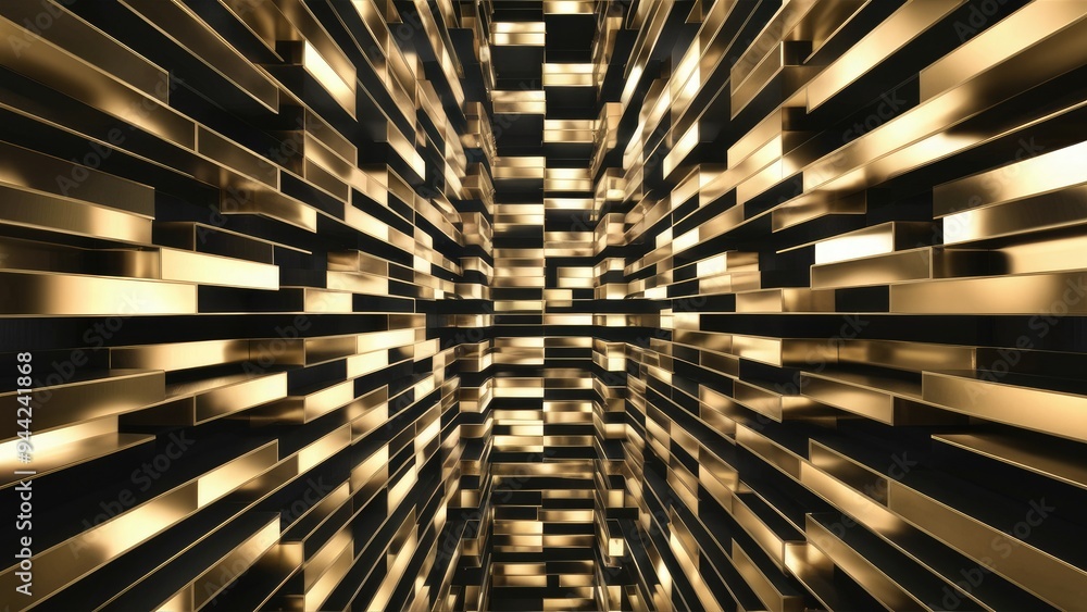 Poster elegant gold and black block pattern in perspective. luxurious overlay wallpaper design. chic textur