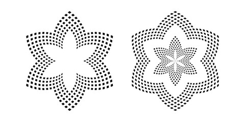Set of Decorative Geometric Radial Dots Patterns.