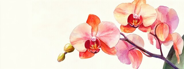 Fototapeta premium Watercolor illustration of an orchid flower showcasing its beauty and charm