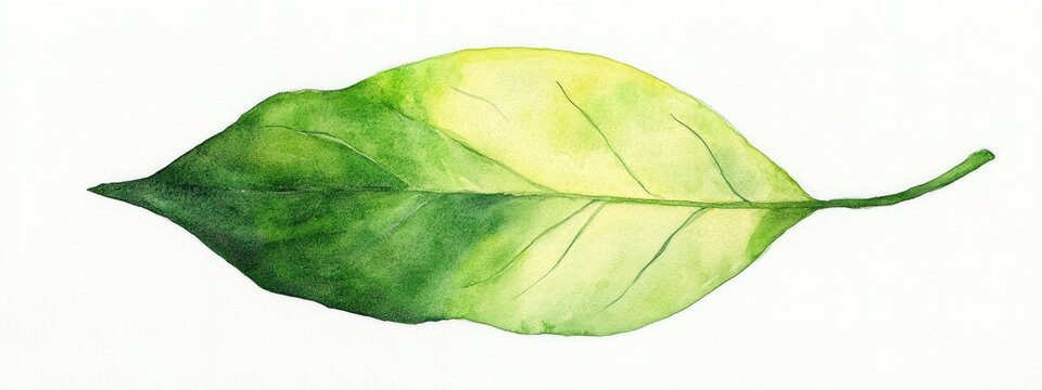 Watercolor illustration of a robelini leaf on a white background