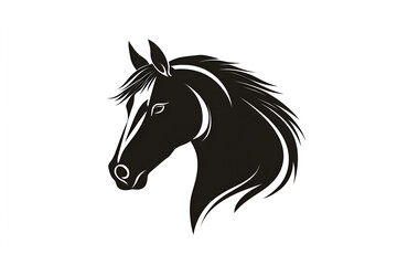 A black and white horse head logo template on white background.