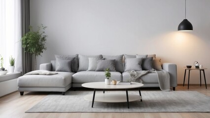 Modern Living Room with Sectional Sofa and Grey Decor