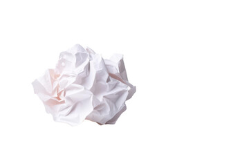 Crumpled paper ball isolated on a clean background, symbolizing waste, ideas, or creative brainstorming isolate on transparency background