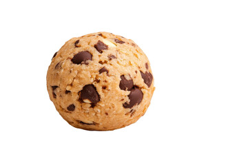 Delicious cookie dough ball with rich chocolate chips, perfect for baking or as a treat. Indulge in sweet flavors and textures isolate on transparency background