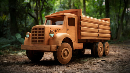 Obraz premium Professionally crafted 3D wooden model of Heavy-Duty Truck.