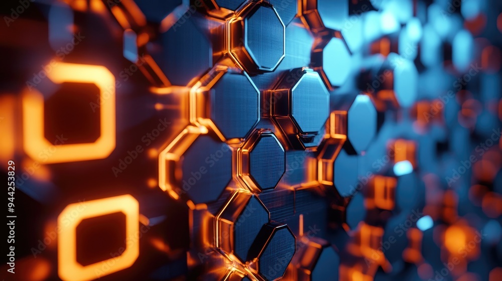 Poster 3d rendered digital background featuring a hexagonal graphic design