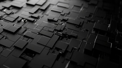 3D rendering of a black abstract geometric background suitable for advertising showcasing elements of technology modern design and futuristic themes Sci fi illustration for various applications