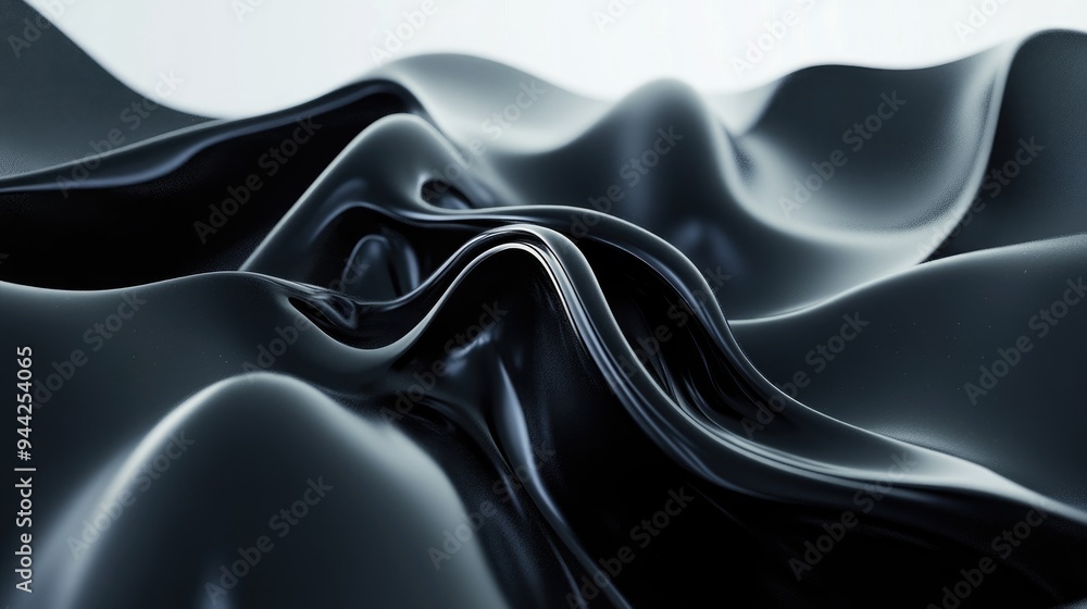 Poster 3d rendering of an abstract composition featuring dynamic black curves