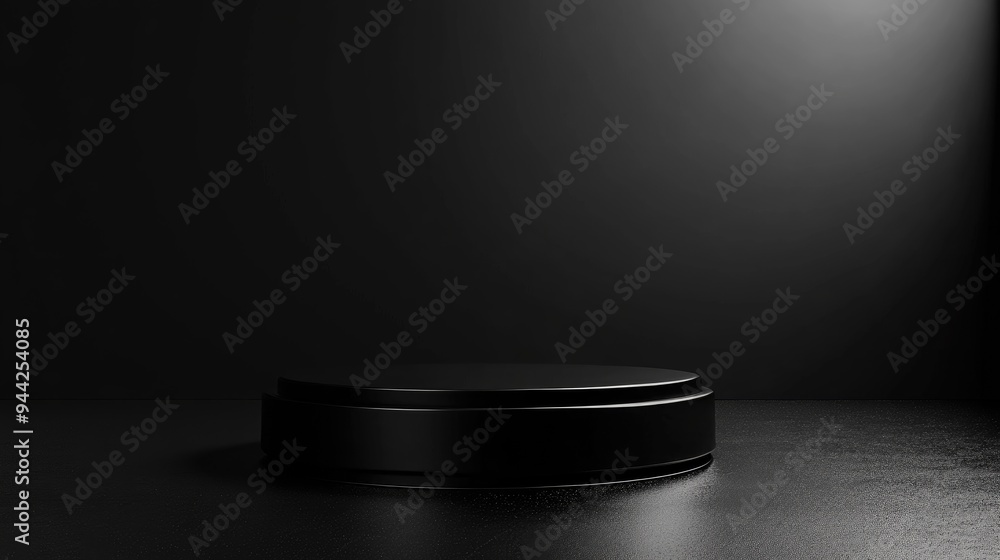 Poster 3d rendering of an abstract black podium with a premium design