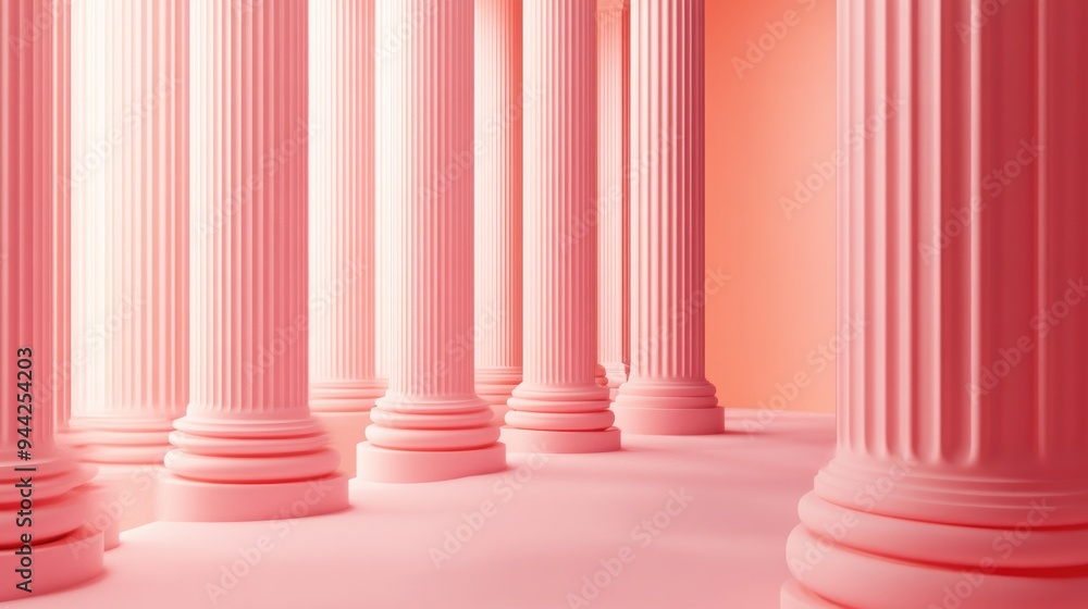 Aufkleber 3d rendering of smooth pink columns