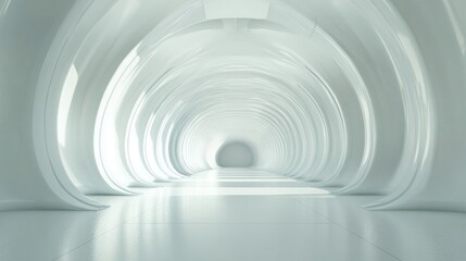 Obraz premium 3D rendering of an abstract white sci fi tunnel resembling a futuristic spaceship corridor