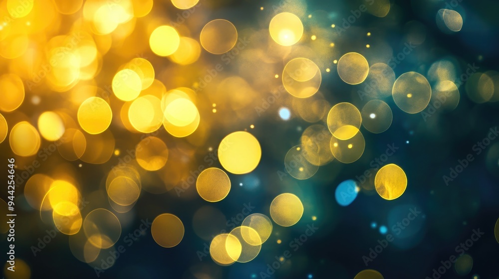 Poster abstract yellow bokeh lights with a festive feel featuring a unique and defocused design