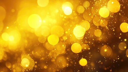 Abstract Yellow Bokeh Lights with a Festive Feel Featuring a Unique and Defocused Design