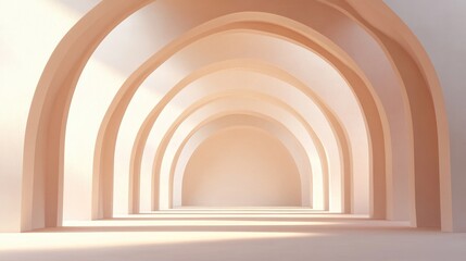Obraz premium Abstract architectural background featuring an arched interior in a 3D render