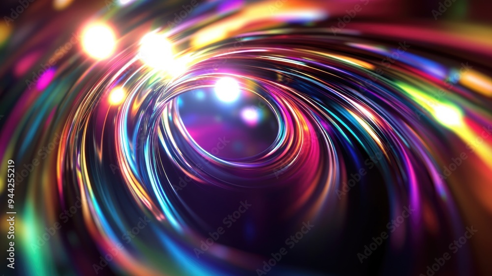 Poster abstract background featuring a colorful swirl of light distortions and refractions shiny iridescent